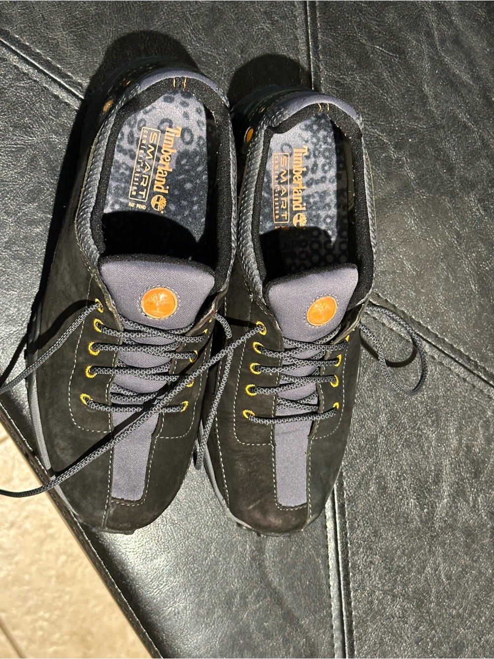 Timberland Men’s Black and Gray Lace-Up Sneakers with Yellow Eyelets